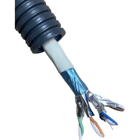 Gaine électrique préfilée 50 mètres diam 25mm avec un câble Ethernet catégorie 6 F/UTP 1x4P LSZH Dca  - PREFA ELEC