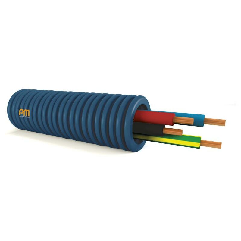 Gaine préfilée icta Ø20MM H07VU 4G1,5 100M bleu noir rouge vert/jaune