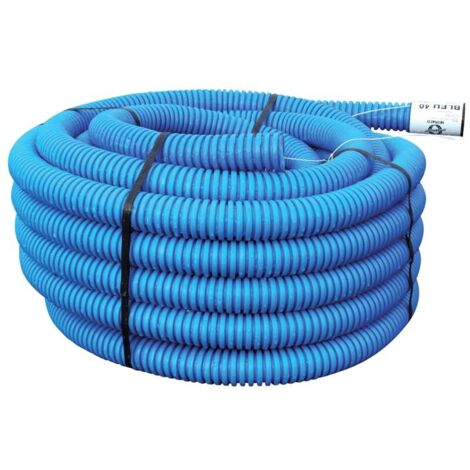 Gaine électrique TPC bleu Ø 40 mm x 50 mètres – Double peau résistante pour raccordements enterrés – Paroi lisse pour durabilité accrue