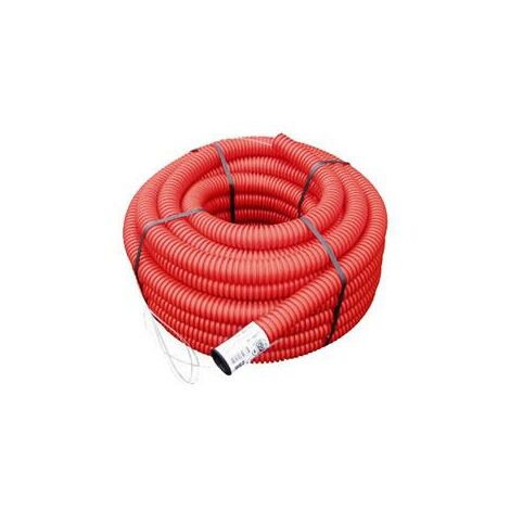 Gaine électrique TPC rouge Ø 40 mm – Double peau – Paroi lisse – Longueur 25 mètres pour protection raccordements EDF enterrés