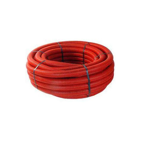 Gaine électrique TPC rouge Ø 40 mm – Longueur 50 mètres – Double paroi annelée et lisse – Protection câbles enterrés – Frans Bonhomme