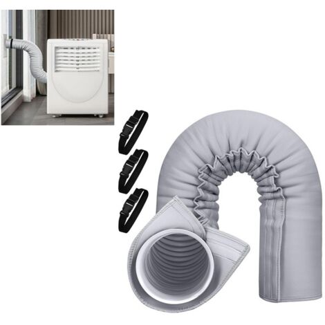 Gaine Isolante Pour Tuyau de Climatiseur,Protection Portable Pour Tuyau de Climatisation,Pour Tuyaux D'échappement de 12,7 cm et 15 cm de Diamètre,Avec 3 Bandes à Boucle Pour Intérieur et Extérieur