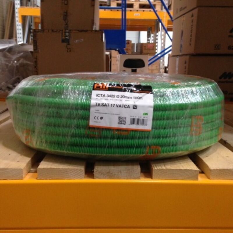 Pm Flex - Gaine préfilée 20mm coaxiale tv verte 100m