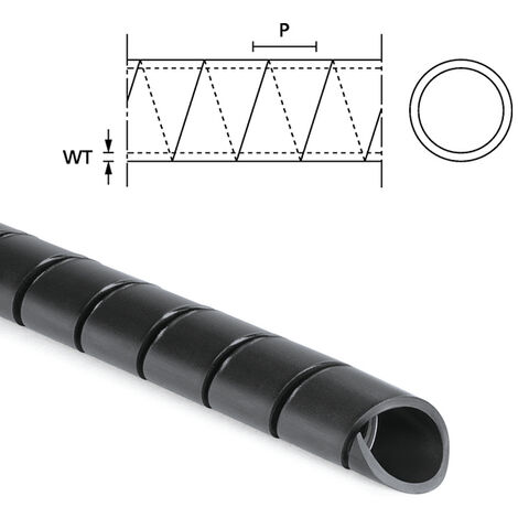 Gaine spirale 5 à 20 mm HellermannTyton SBPE4D-PE-BK-5M 161-41104 noir 5 m S14362