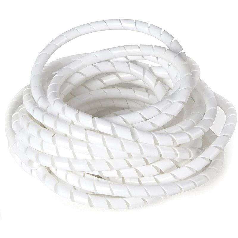 Cyclingcolors - Gaine spiralée Blanc Flexible Souple Protection câble électrique Spirale Plastique tv télé Ordinateur usb Faisceau Manchon, longueur
