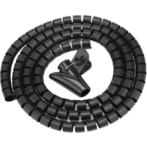 Gaine Spirale Flexible pour Câbles - Organisateur de Fils Noir 1,5m x 16mm - Protège et Range Vos Câbles