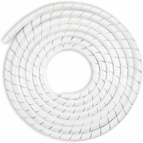 Gaine Spirale Flexible Universel 6mm, Kit de Câble Rangement 1 pack de Tube d'Enroulement de Câble en Spirale pour Protéger le Câble d'Antenne TV/PC/USB/Télé/AUX- (15m), Blanc（6mm，15m）