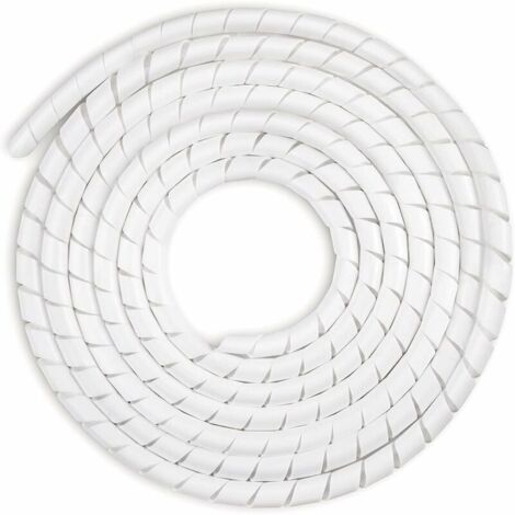 Gaine Spirale Flexible Universel 6mm, Kit de Câble Rangement 1 pack de Tube d'Enroulement de Câble en Spirale pour Protéger le Câble d'Antenne TV/PC/USB/Télé/AUX- (15m), Blanc（6mm，15m）-LIAIKI