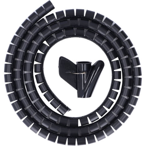 Gaine spirale organisatrice de câbles, tube enrouleur 20mm pour gestion des fils TV, PC, bureau, 2m