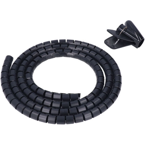 Gaine spirale organisatrice de câbles, tube enrouleur 20mm pour gestion des fils TV, PC, bureau, 2m