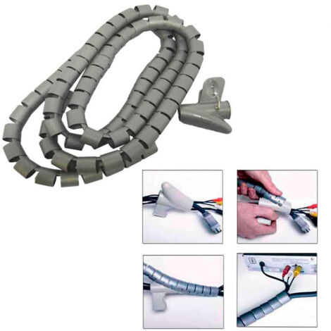 Gaine Spirale Rangement De Câbles 2mts/ 25mm + Sac Polybag Edm