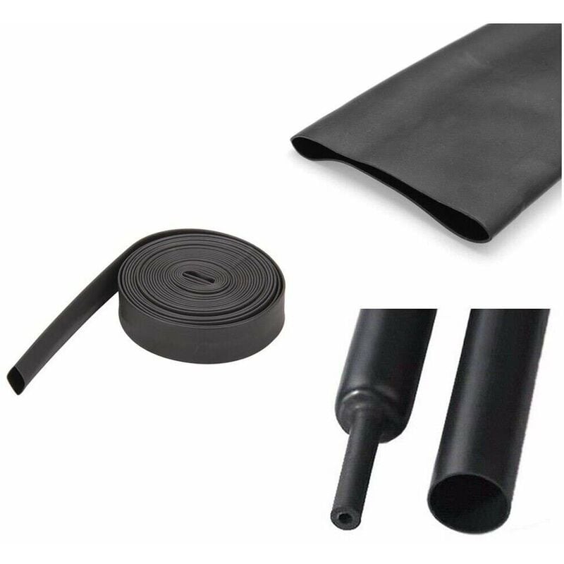 Gaine thermorétractable 2:1 noire en polyoléfine simple paroi sans colle Protection Isolation Imperméable Fil Electrique Electronique Câble Auto,