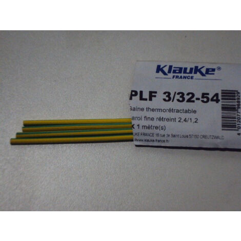Gaine thermoretractable Ø 2,4mm/1,2mm vert-jaune KLAUKE PLF33254