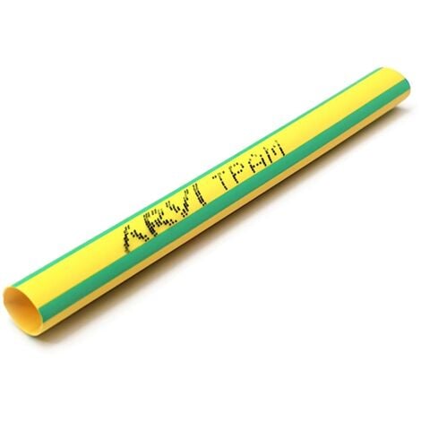 Gaine Thermorétractable - 30/15mm - Vert/jaune - Longueur 1m - Restreint 2:1 - Paroi Fine - Arvi Tpam-30.0-v/a