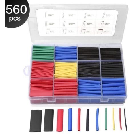 Gaine Thermorétractable 560 Pcs 12 Tailles Ratio 2:1, Eventronic Tube Thermorétractable 1-13mm Kit