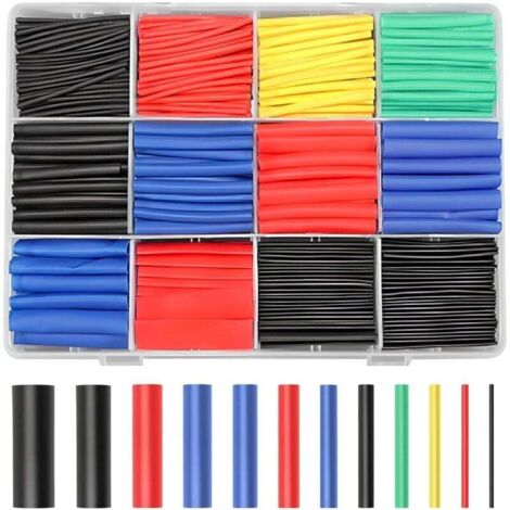 Gaine Thermorétractable 750 Pièces Tube Isolation Électrique 5 Couleurs 12 Tailles Rapport 2:1