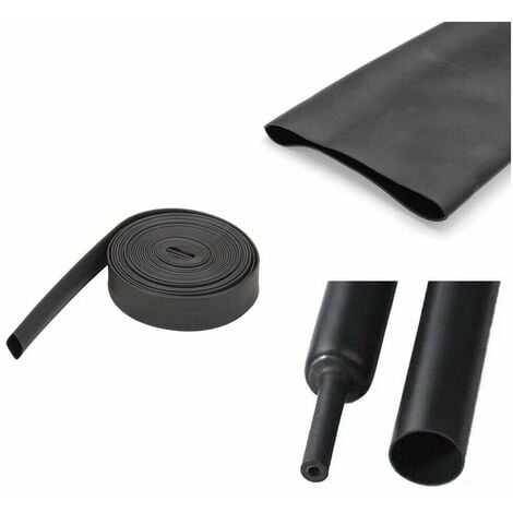 Gaine thermorétractable noire Protection Isolation Imperméable Durable Thermo Fil Electrique Câble LED Bande Bandeau, 2,4mm 1,2mm longueur 1 mètre