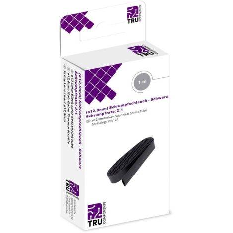 GAINE THERMORÉTRACTABLE SANS COLLE TRU COMPONENTS T1904CA033 8435128 NOIR 12 MM TAUX DE RETREINT:2:1 1 M