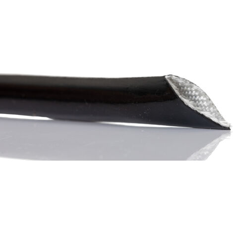 Gaine Tressée 12mm RS PRO, Noir en Caoutchouc silicone, 1m ( Prix pour 1 )