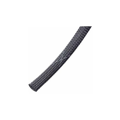 Gaine Tressée 12mm RS PRO, Noir en PET, 100m ( Prix pour Bobine de 100 Mètres )