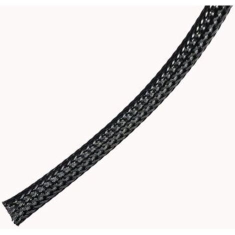Gaine Tressée 8mm RS PRO, Noir en PET, 100m ( Prix pour Bobine de 100 Mètres )
