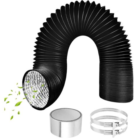 Gaine Ventilation Aluminium 80mm - 3m - Flexible Avec Colliers Et Ruban Pour Seche Linge Extracteur