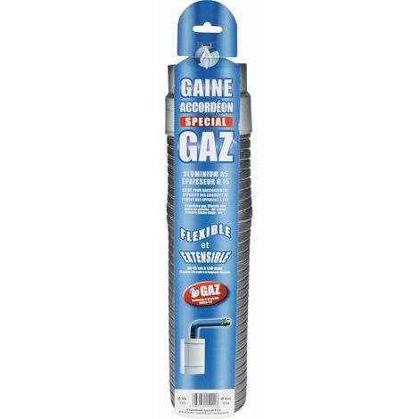 Gaine VMC flexible en aluminium 111mm – Longueur extensible 450 à 1500mm – Raccord Alu 111x116 inclus – Conduit gaz durable