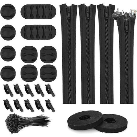 Gaines de Câbles Autoadhésives avec Clips, Kit d'Organisation de Câbles