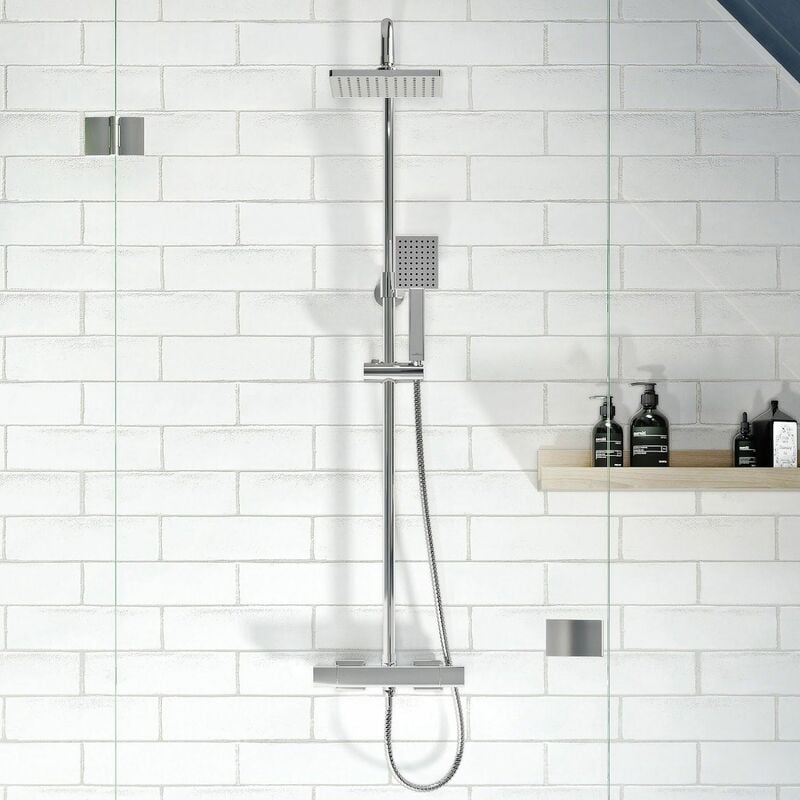 Gdsp Square Dual Outlet Thermostatic Cool Touch Bar Mixer Shower - Gainsborough
