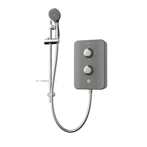 Gainsborough GSDTG85 Duo 8.5kw Electric Shower Titanium Grey Brushed Steel + Kit