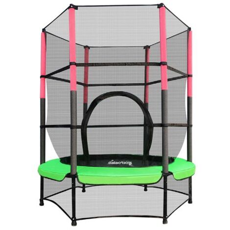 GALACTICA Children’s Mini Trampoline With Safety Net – 4.5FT Kids Rebounder Green