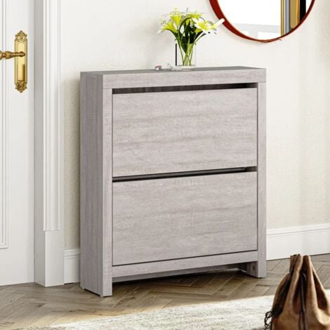 GALANO Cubbot 2 door shoe cabinet -79.1cm L x 21.6cm W X 90.1cm H, Shoe rack storage,Shoe organizer storage for hallway ,Entryway - Dusty grey oak