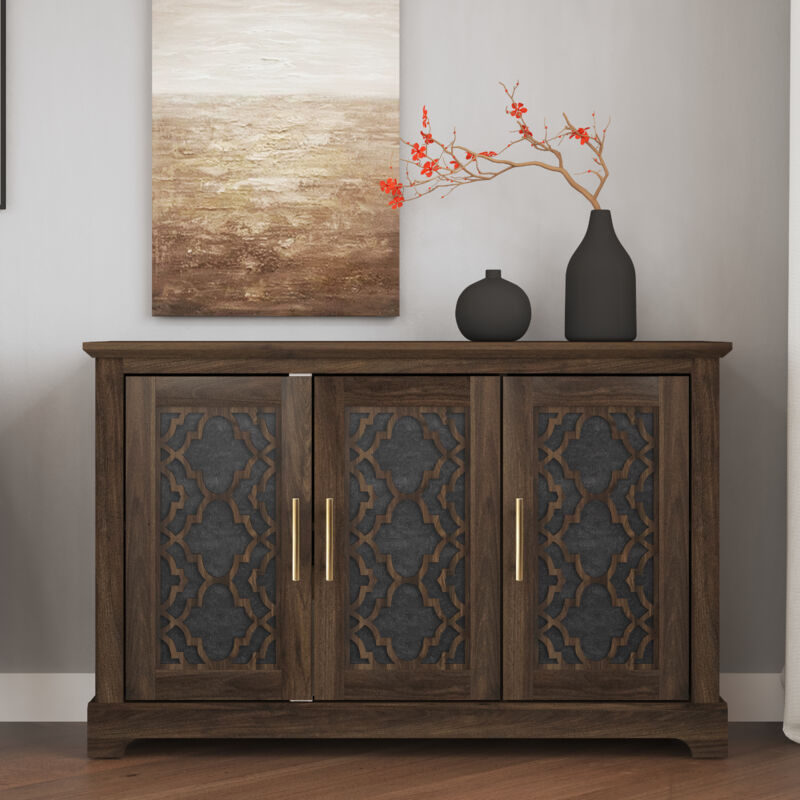 Buffet 3 portes Galano Enfield,116.1cm w x 39.8cm d x 74.4cm h – cuisine – Couleur noyer royal