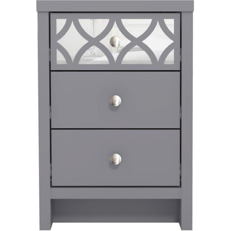 GALANO Iris 3 Drawer Bedside - Cool Grey