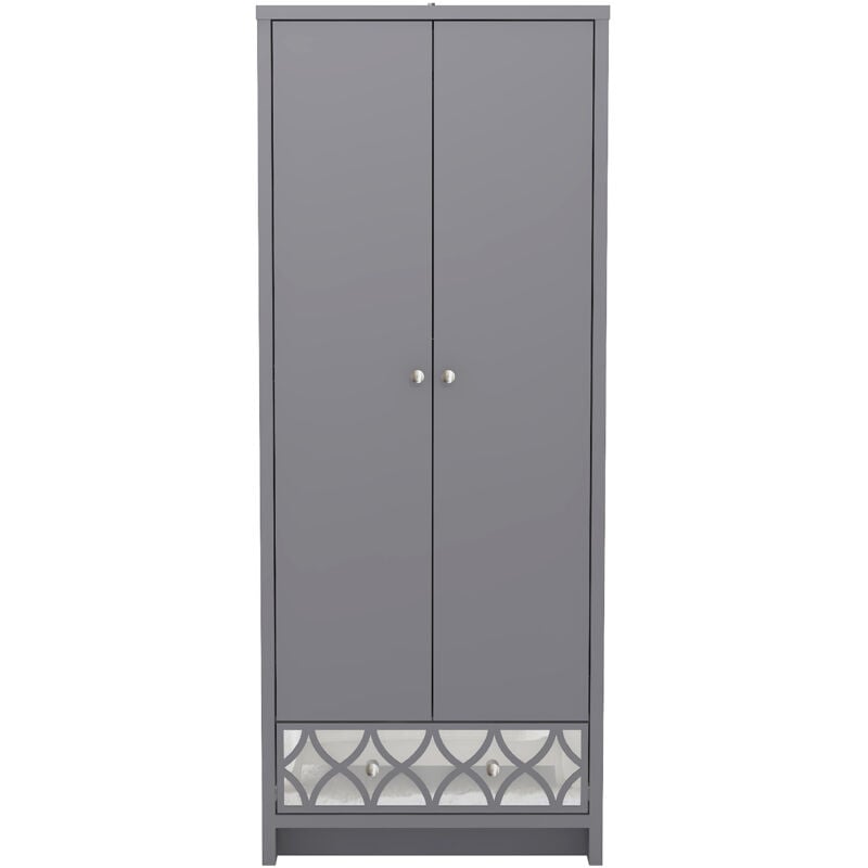 Armoire 2 portes 1 tiroir Galano Iris – Meuble de chambre à coucher avec rail de suspension et tiroir, organiseur de rangement pour armoire – Couleur