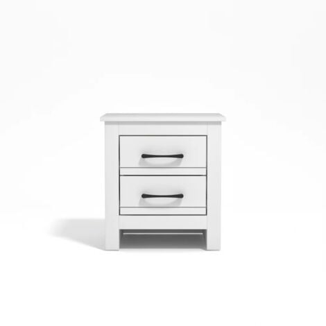 GALANO Limestone 2 Drawer Bedside - White