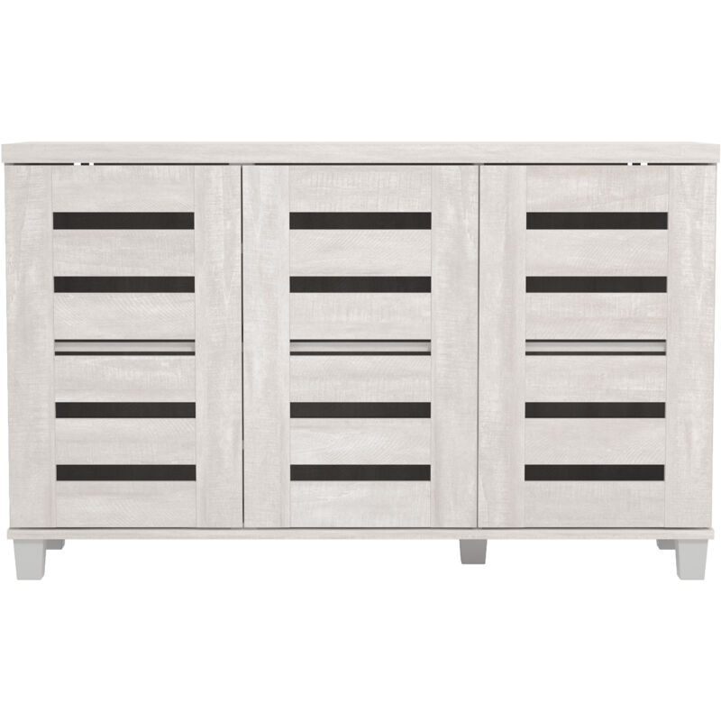 Meuble à chaussures 3 portes Galano Lismore, 115cm w x 33cm d x 71cm h, Style Moderne, Couleur Chêne gris poussiéreux