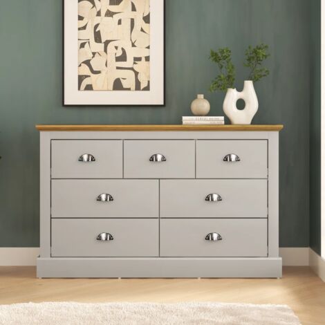 GALANO Sufy Wide 7 drawer Multi Chest , 119cm W X 35.3cm D X 73.6cm H - for Bedroom , Living room , Closet Organizers and Storage Cabinet for Hallway, Entryway - Light Grey