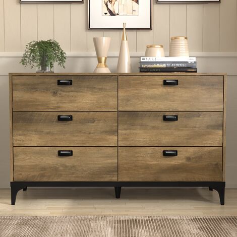 GALANO UK Lawrence 3+3 Drawer Chest - Knotty Oak