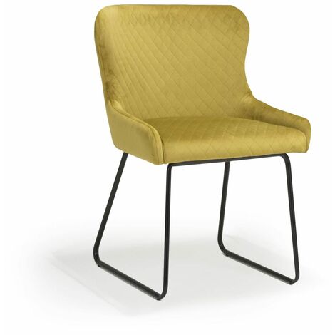 Galaway Velvet Mustard Chair - Yellow