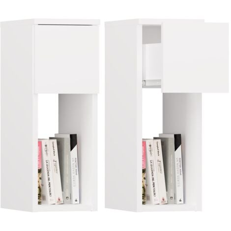 TOPESHOP GALAX - Comodino bianco moderno con cassetto e ripiano 20x30x55 cm