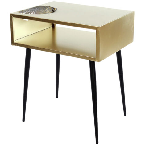 Galaxy Bedside Table - L35.8 x W46.2 x H55.6 cm - Metal - Gold/Black - Partially Assembled