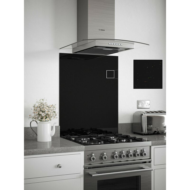 Black Sparkle Glass Kitchen 600mm x 750mm - Splashback