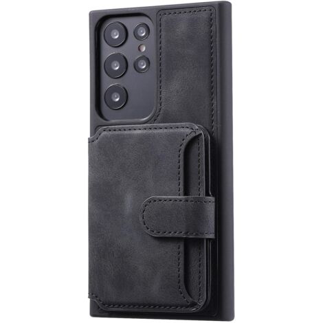 (Galaxy S22, Book Black) Schutzhülle für Samsung Galaxy S22 5G, Premium-Schutzhülle aus PU-Leder, Tasche mit Magnetverschluss
