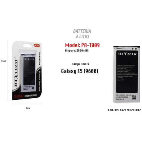 Galaxy S5 Cellulare Smartphone 2800mah Maxtech Pa-t009