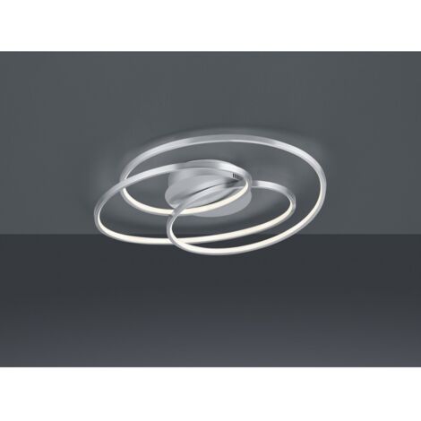 GALE PLAFONIERA LED 38,5W 5000lm, 3000K ACCIAIO SATINATO CERCHI CONCENTRICI CON REGOLAZIONE INTENSITA' CON INTERRUTTORE D.60CM