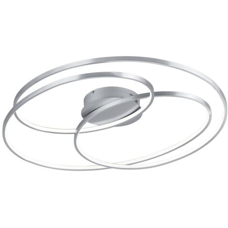 Gale Plafonnier Cercles Concentriques Nickel Mat Led 50w Dimmable L80 cm Trio Lighting