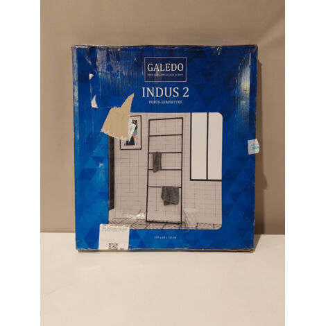 GALEDO - Porte-serviettes échelle - INDUS 2 - 176x60cm - Métal Noir Mat - Design Industriel - Voir photos