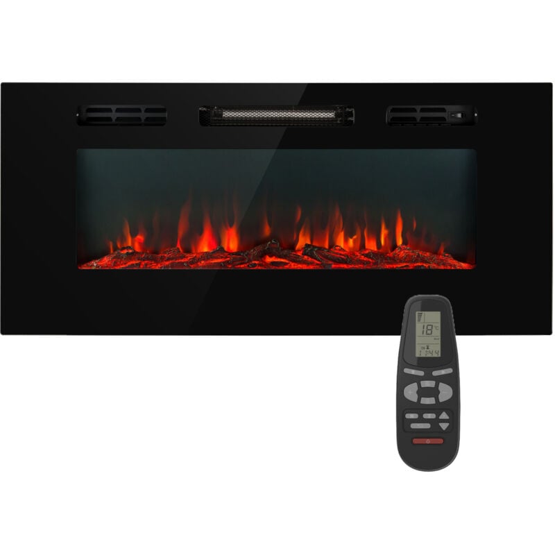 Klarstein - Cheminée Electrique Encastrable, Chauffage Electrique de 1800W, Fausse Cheminée Decorative Murale avec Effet Flamme en led, Télécommande