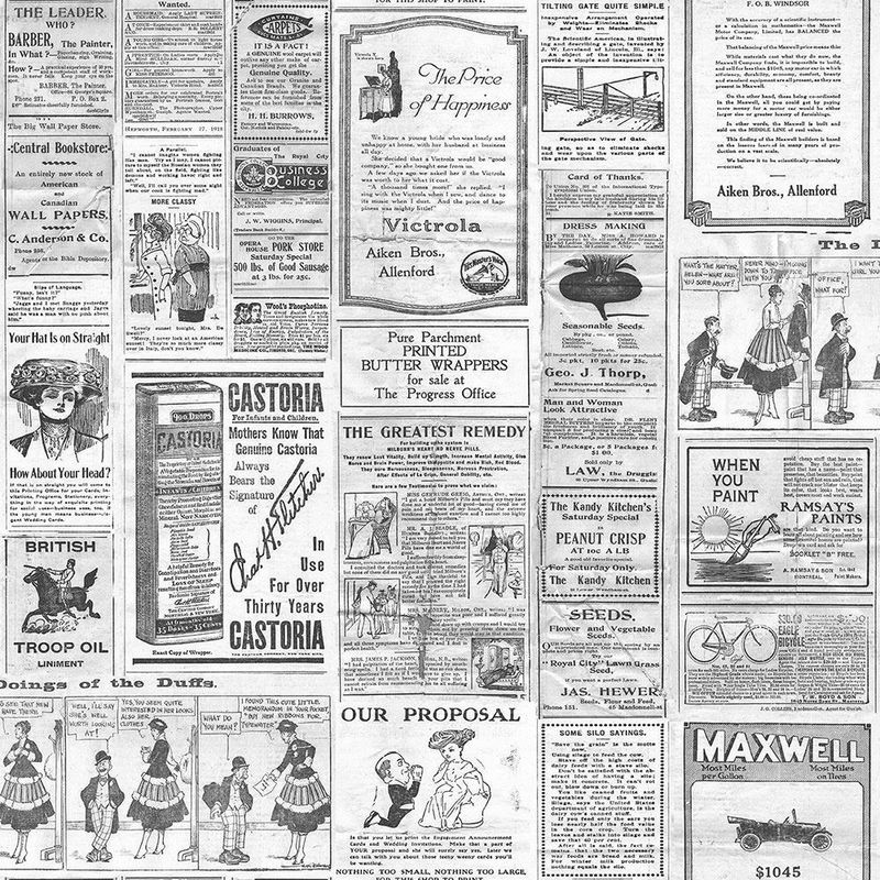 Vintage Newspaper Wallpaper Retro Old Adverts Black Off White Paste Wall Galerie